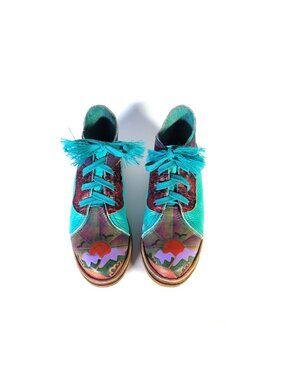 Y2K Shoes Handpainted Leather Shoes Womens Size 6